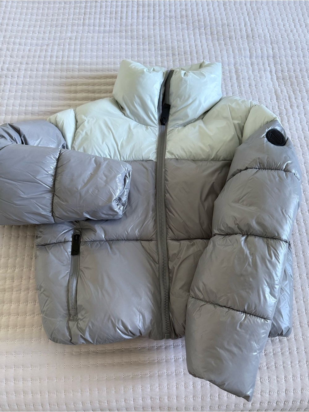 Noize Two-Tone Light Gray Puffer Jacket
